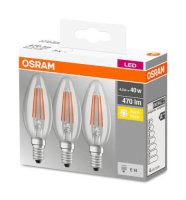 3er-Pack Osram LED Kerze BASE Classic E14 Filament klar...