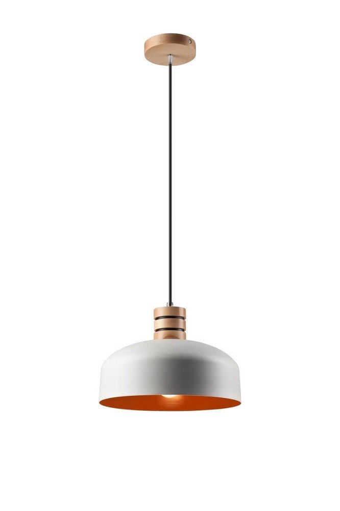 Holz Metall, onlin E27 Pendelleuchte Bioledex Design weiß-orange 30cm