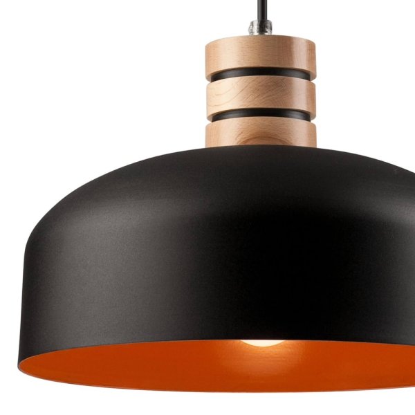Bioledex Pendelleuchte 2-Farben-Design 30cm E27 schwarz-orange Metall | Pendelleuchten
