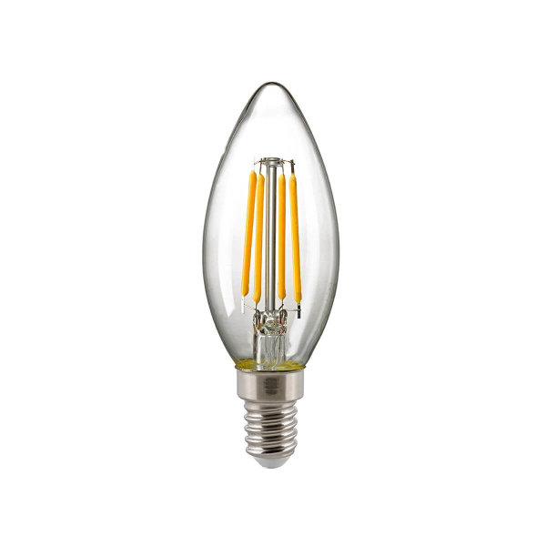 SIGOR 4,5W Kerze Filament klar E27 470lm 2700-2200K LED Lampe C35 DimmToWarm