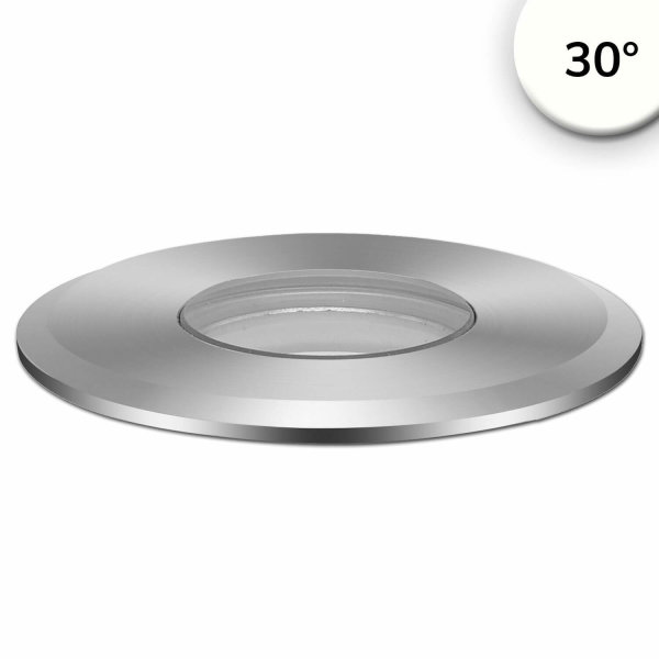LED Bodeneinbaustrahler, rund 55mm, Edelstahl, 12-24V, IP67, 3W, 30°, neutralweiß