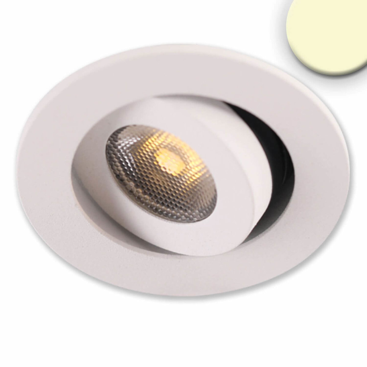 CLE LED Kardan Einbauleuchte – Weiß, 6,5 W, Warmweiß 3000K, Einbaumaß 96x96 Mm, 230 V