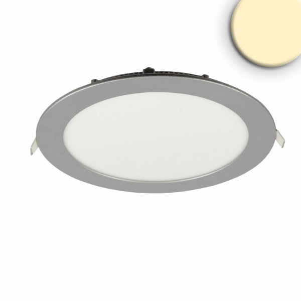 LED Downlight, 18W, rund, ultraflach, silber, warmweiß, dimmbar
