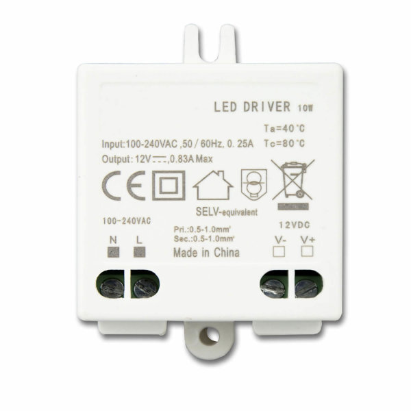 LED Trafo 12V/DC, 0-10W, SELV