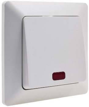 MILOS Kontroll-Schalter mit Lämpchen 250V~/ 10A, inkl. Rahmen, UP, weiß matt