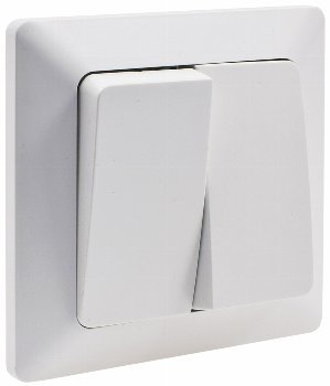 MILOS Serien-Schalter 2-fach weiß matt 250V~/ 10A, inkl. Rahmen, UP