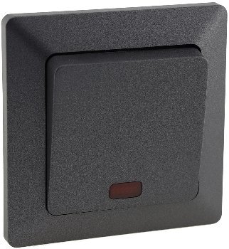 MILOS Kontroll-Schalter mit Lämpchen 250V~/ 10A, inkl. Rahmen, UP, Anthrazit