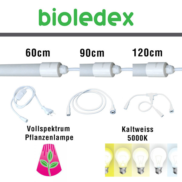 Bioledex LED Leuchtröhren TIP65 System zur Feuchtraum- und Pflanzenbeleuchtung