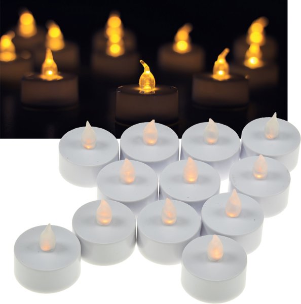 12er Set LED Teelicht / LED-Kerze flackerndes Licht wie echte Kerzen