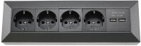 4-fach Steckdosenblock+2x USB, anthrazit 250V~/ 16A, Aufbaumontage, USB 3,1A