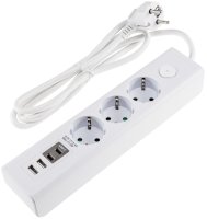 Steckdosenleiste mit Ladebuchsen für USB USB-A /USB-C,3-fach, weiß, 1,5m Kabel