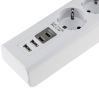 Steckdosenleiste mit Ladebuchsen für USB USB-A /USB-C,3-fach, weiß, 1,5m Kabel